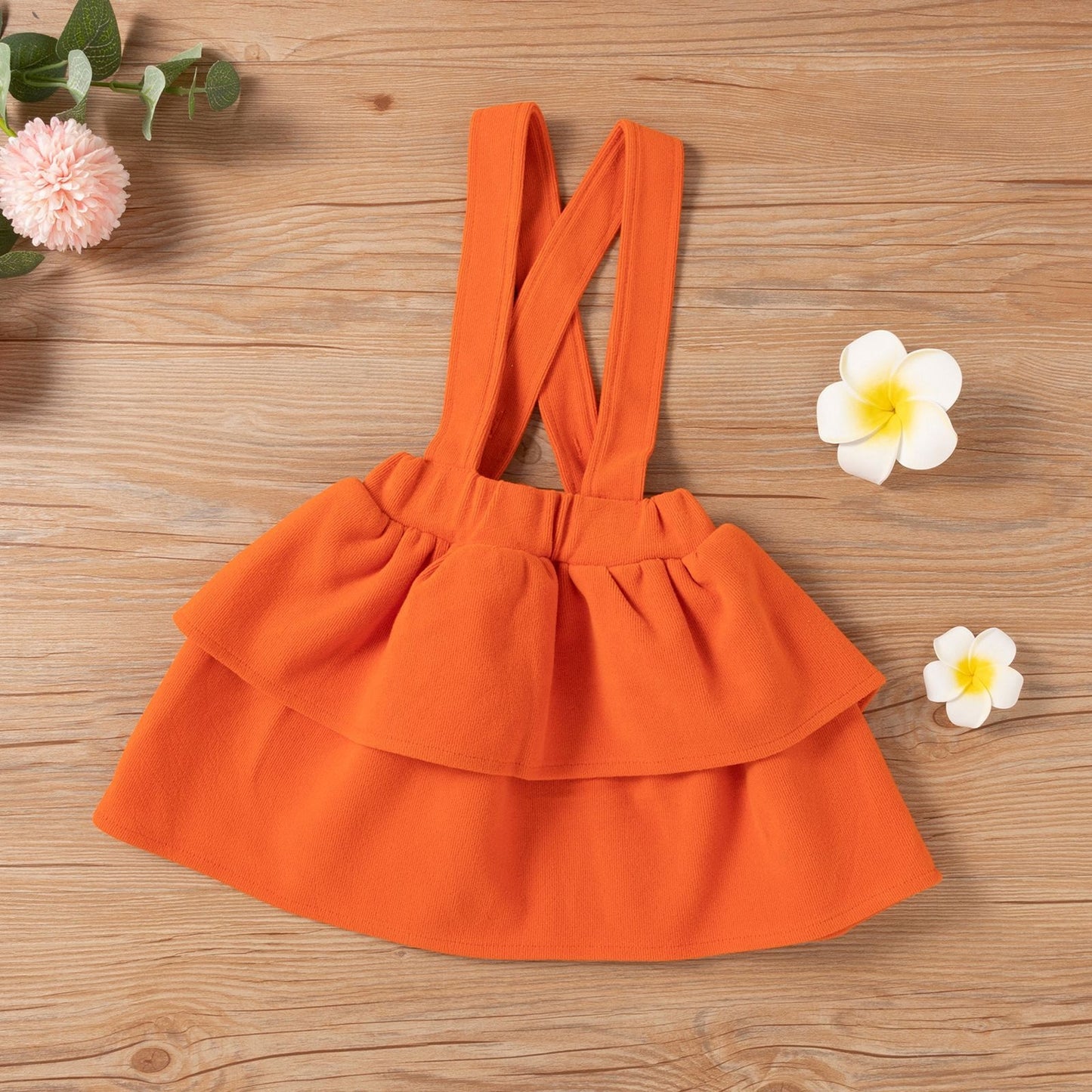 Orange flower design Long sleeve dress