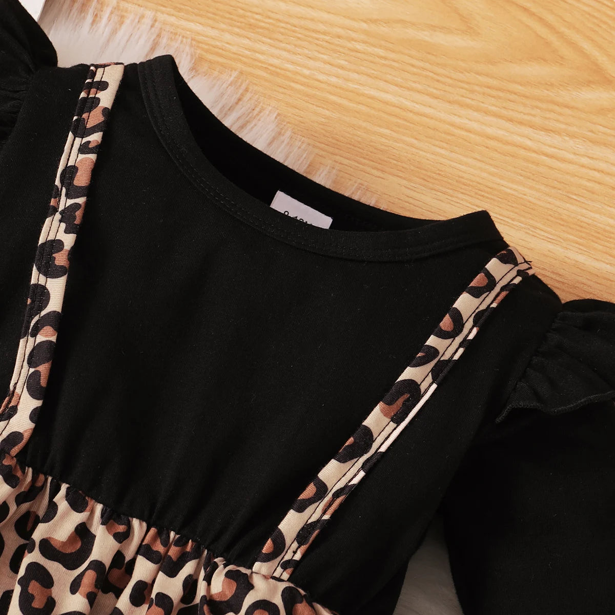 Leopard Ruffle Fly Sleeve Long Sleeve Bodysuit