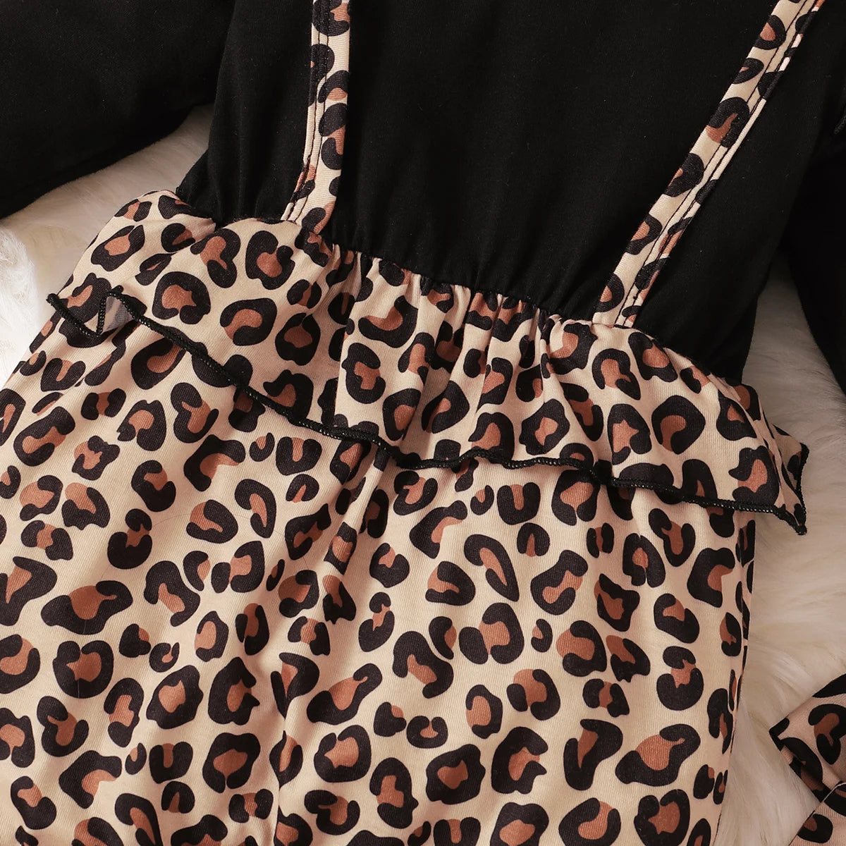 Leopard Ruffle Fly Sleeve Long Sleeve Bodysuit