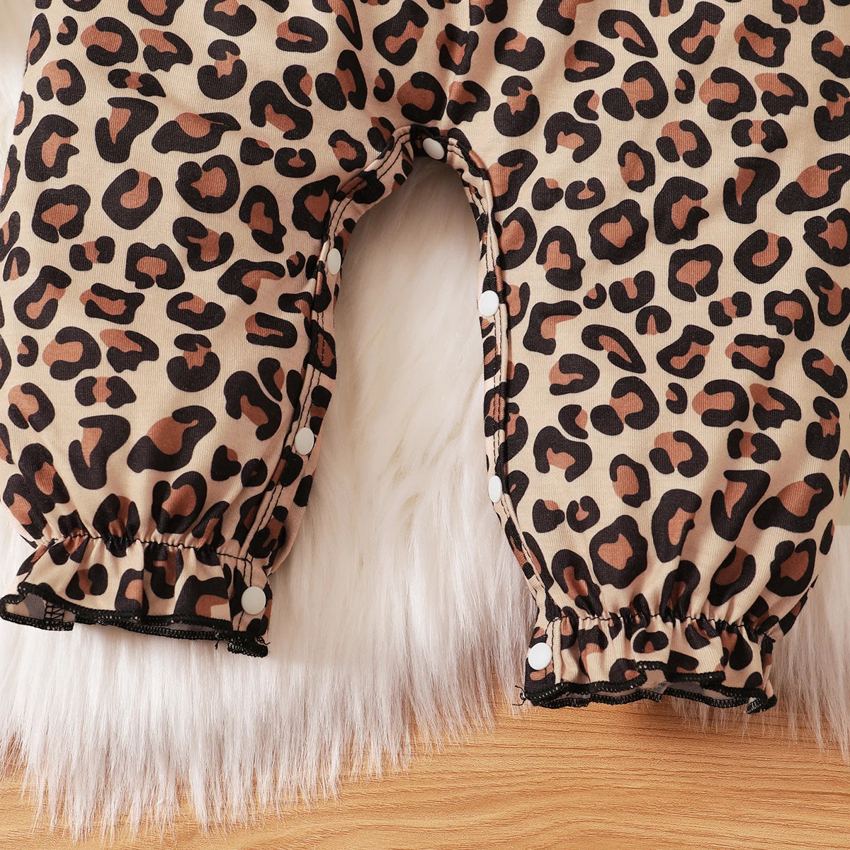 Leopard Ruffle Fly Sleeve Long Sleeve Bodysuit