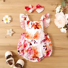 Floral Print Ruffle Trim Sleeveless Romper