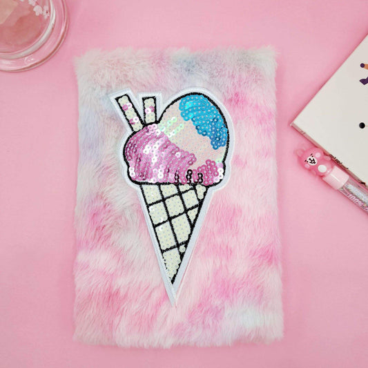 Ice Cream Furry Cover Cute Kids Notebook Diary