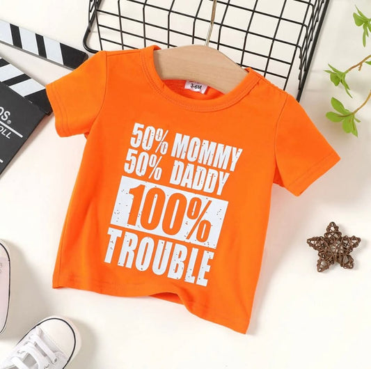 Boys funny letters printed shirt sleeves t-shirt